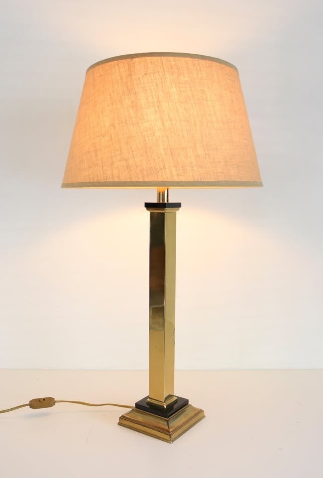 Vintage Hollywood Regency Tafellamp / Seventies Messing Lamp, Antiek en Kunst, Ophalen