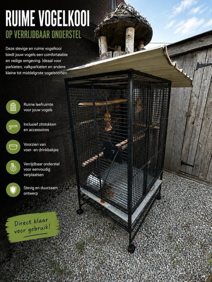 Cage à oiseaux/volière spacieuse sur châssis mobile à vendre, Enlèvement, Utilisé, Cage à oiseaux