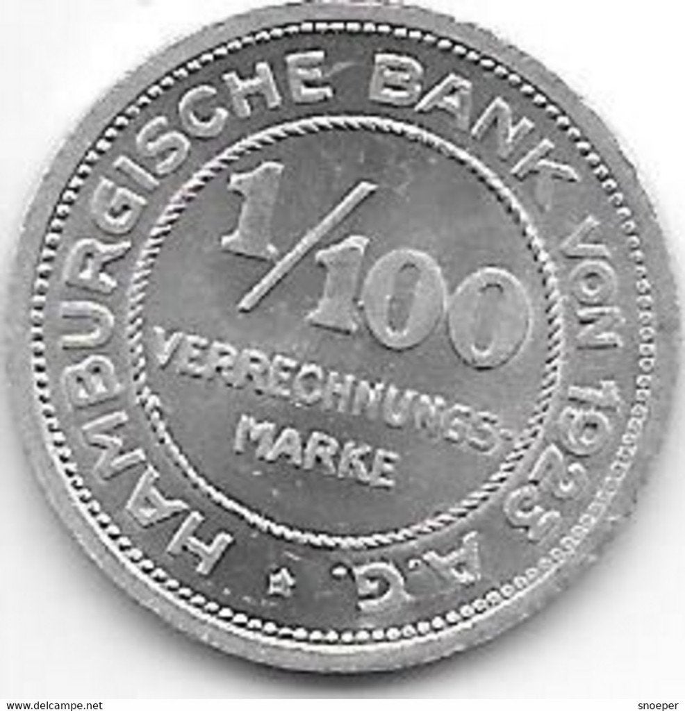 notgeld hamburg 1/100 mark 1923 alu 5706.1, Envoi, Allemagne, Monnaie en vrac