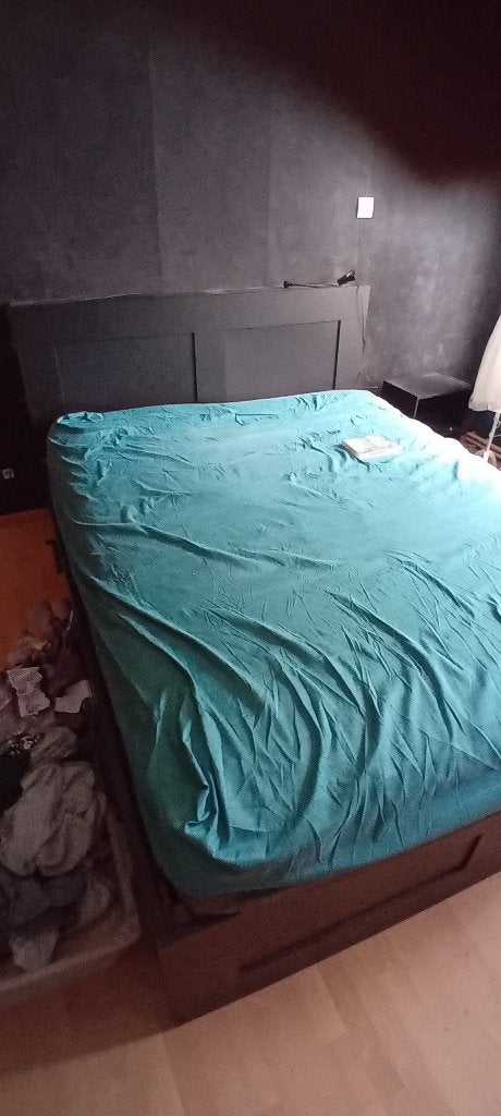 IKEA - Lit noir BRIMNES, Comme neuf, Enlèvement, 200 cm, Bois