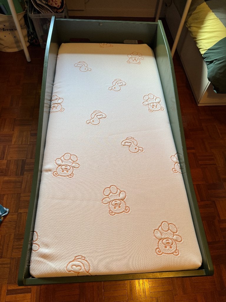 Peuterbed Ukkepuk + matras, Matelas, 70 à 85 cm, Enlèvement, Utilisé