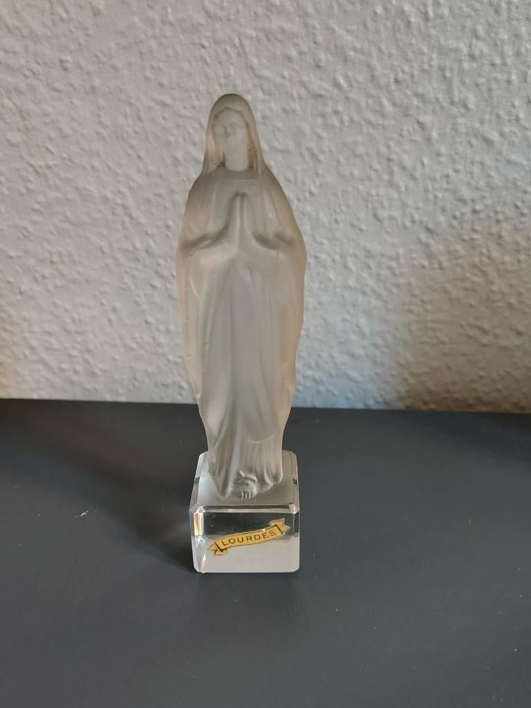 Vintage glazen beeldje OLV Lourdes, Antiek en Kunst, Ophalen of Verzenden