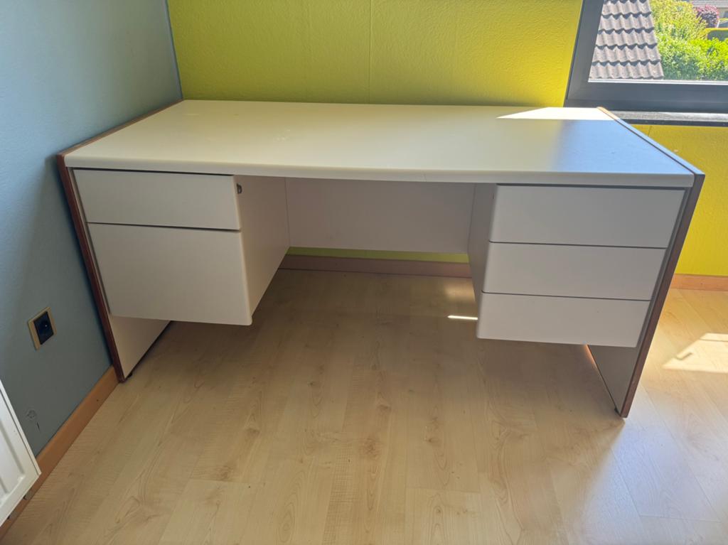 3 witte bureaus met laden – ideal voor studenten/thuiswerk, Opbergruimte, 160 cm, Gebruikt, 81 cm