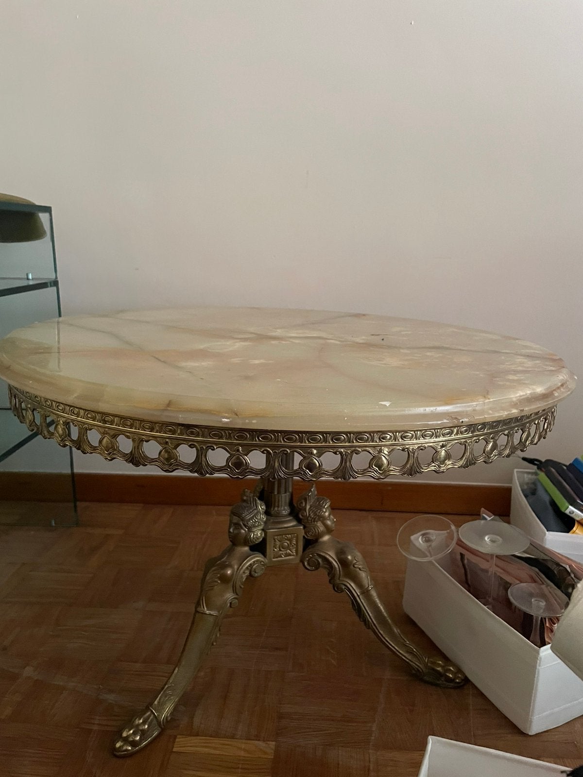 Table basse vintage avec plateau en pierre naturelle, Antiquités & Art, Antiquités | Meubles | Tables, Enlèvement ou Envoi
