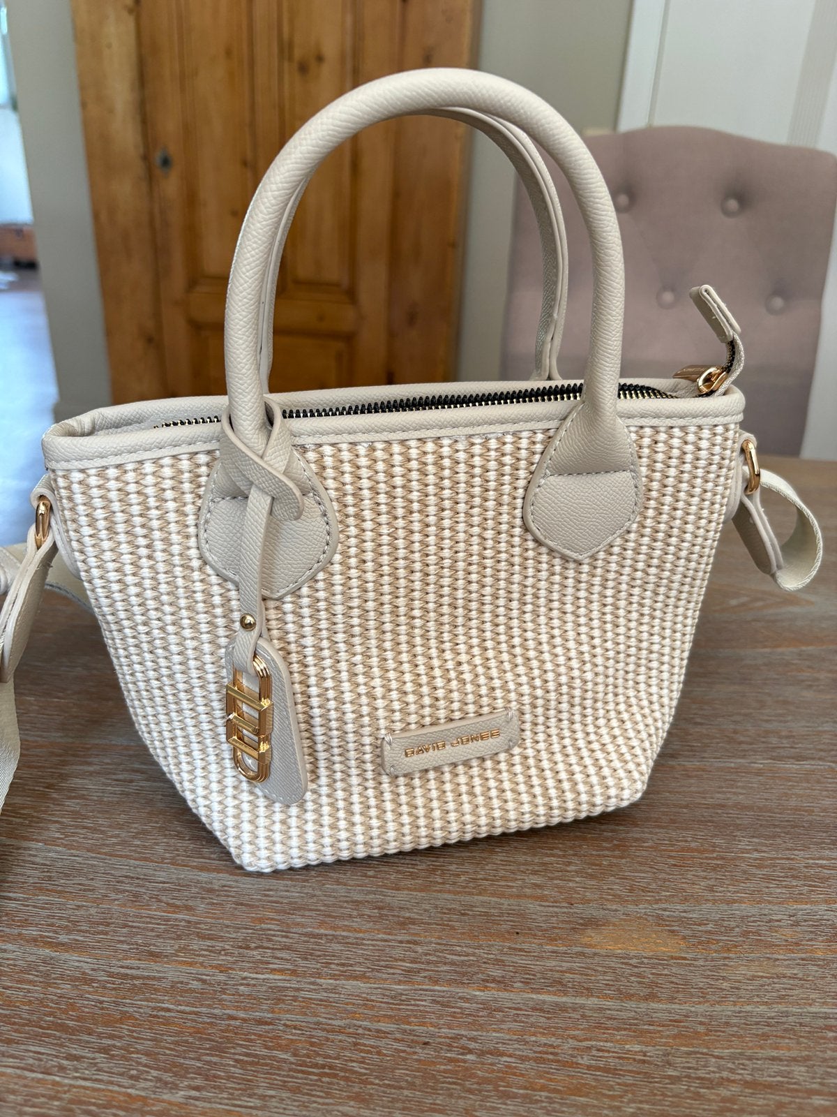 Prachtige beige crème David Jones handtas schoudertas, Ophalen of Verzenden, Nieuw, Beige, Handtas