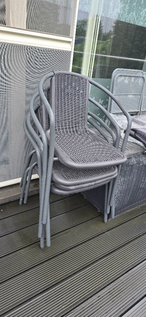 4 tuinstoelen, Jardin & Terrasse, Chaises de jardin, Enlèvement, Comme neuf, Rotin, Empilable