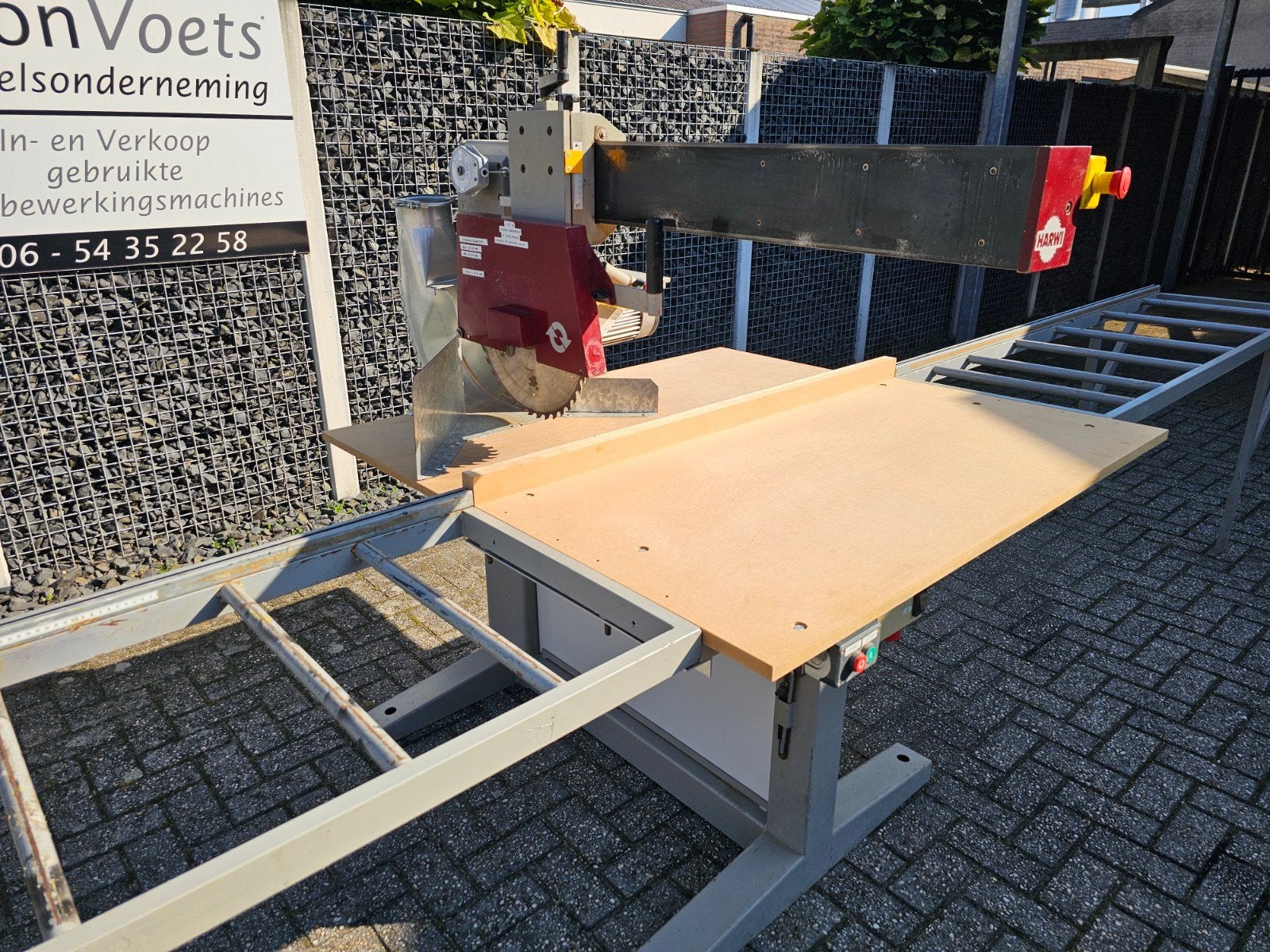Harwi afkortzaag Schuininstelbaar Met verlengtafels, Doe-het-zelf en Bouw, Ophalen, Gebruikt, Afkortzaag, Harwi