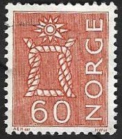 1 Postzegel Noorwegen 1964 Landsmotieven, Postzegels en Munten, Ophalen of Verzenden, Noorwegen, Gestempeld