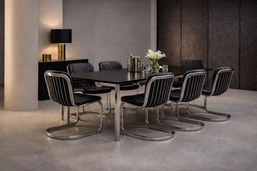 Willy Rizzo set van 6 vintage stoelen, Cidue, Vintage mid century, Geen, Geen
