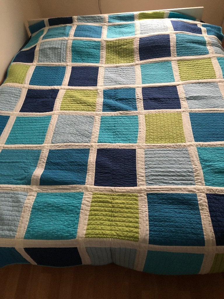 Couvre-lit, Comme neuf, Enlèvement, Coton, Bleu