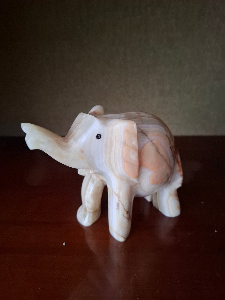 Vintage zwaan en olifant in onyx-marmer, Verzamelen, Dierenverzamelingen, Ophalen of Verzenden, Zo goed als nieuw, Overige soorten