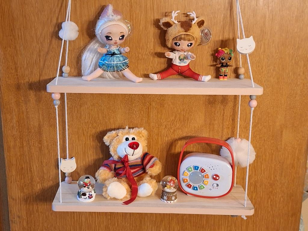 Étagère murale fille suspendue par corde, perles 50X69X15cm, Enlèvement ou Envoi, Neuf