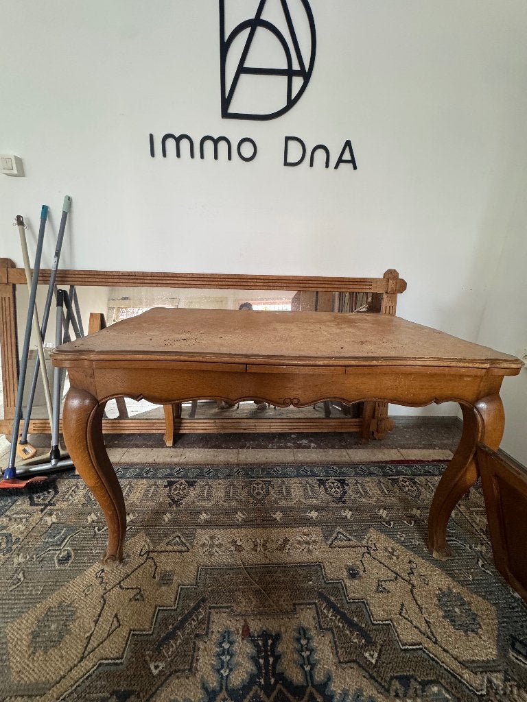5. Vintage houten tafel met sierlijke poten, Ophalen, Gebruikt, Eikenhout, Eclectisch, vintage