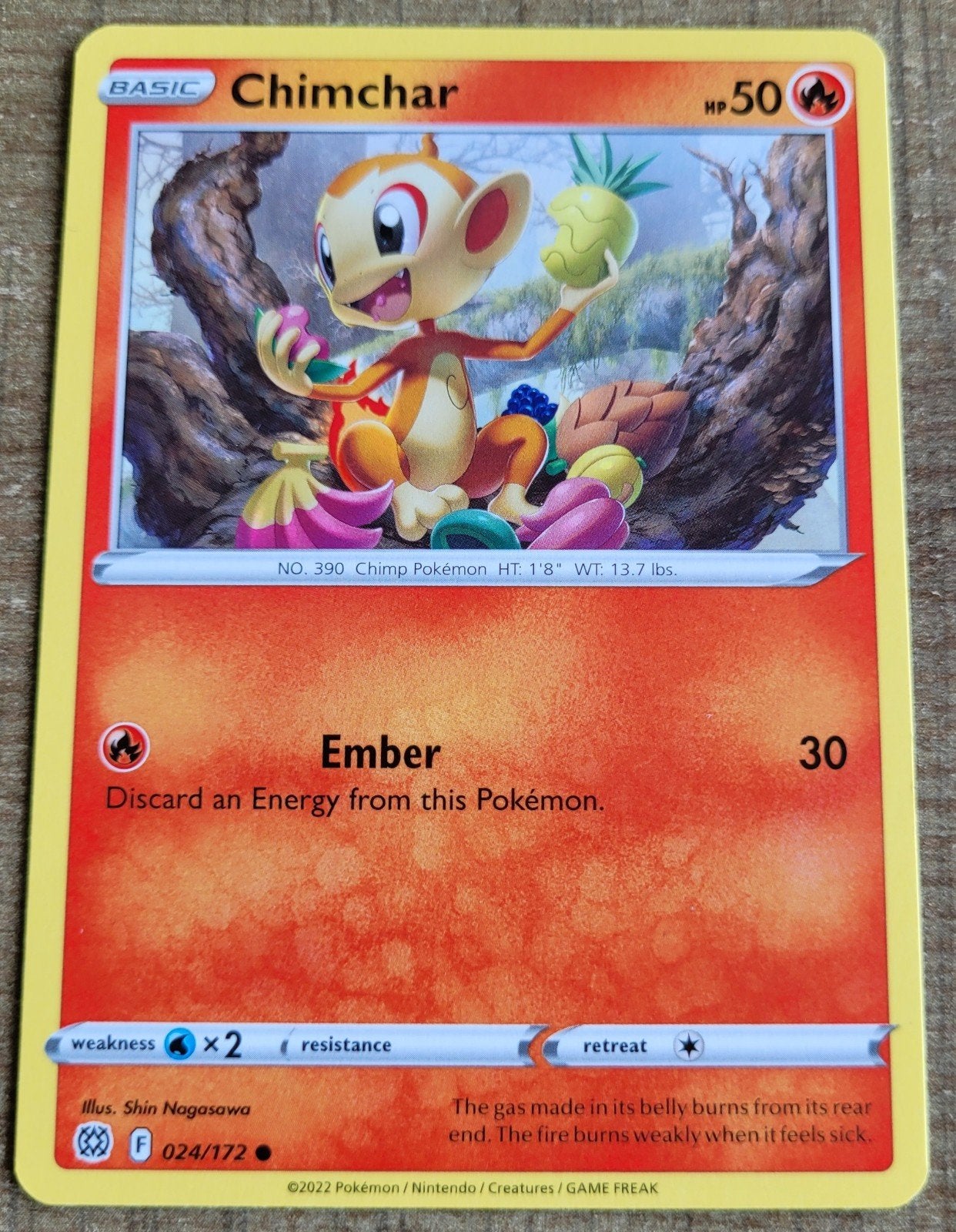 Chimchar (024/172), Ophalen of Verzenden, Zo goed als nieuw, Losse kaart