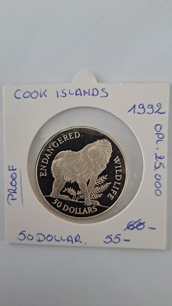 Îles Cook 50 dollars 1992 AG PROOF, Timbres & Monnaies, Monnaies | Océanie, Enlèvement ou Envoi