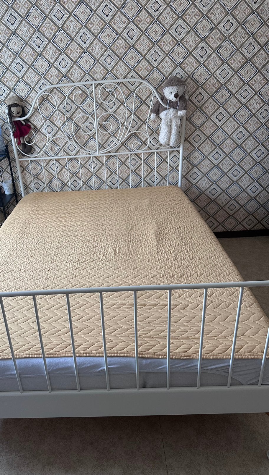 Tweepersoonsbed met ladebodem, Ophalen, Wit, Tweepersoons, 140 cm