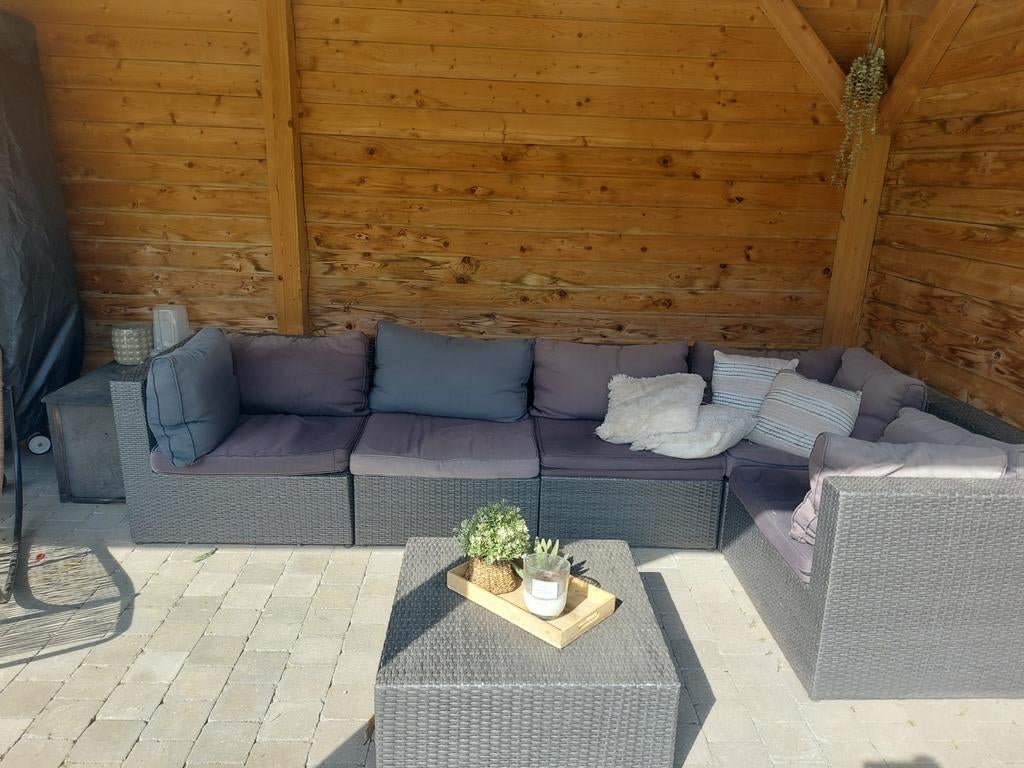 Rotan lounge met tafel, Ophalen, Rotan