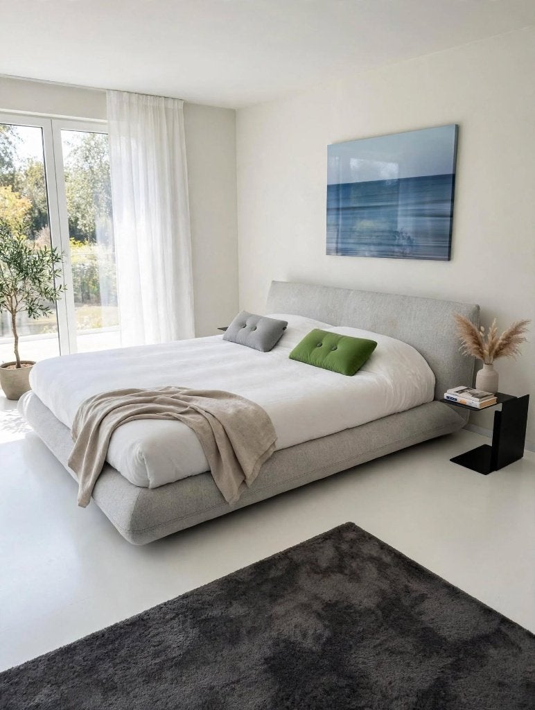 Lit design Interlube, Modern/Design, Autres dimensions, Gris, Tissu