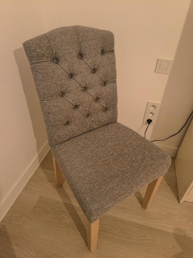 6 landelijke grijze stoffen stoelen, Ophalen, Gebruikt, Landelijk, Vijf, Zes of meer stoelen