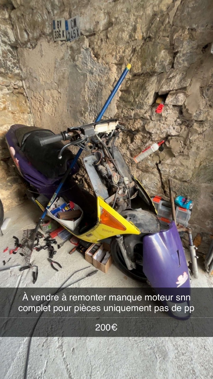 Aprilia sr +\-1990, Enlèvement, Comme neuf