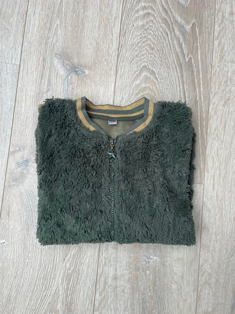 Meisjesvest Kaki Teddy met Goud, Ophalen of Verzenden, Gebruikt, Meisje, Trui of Vest