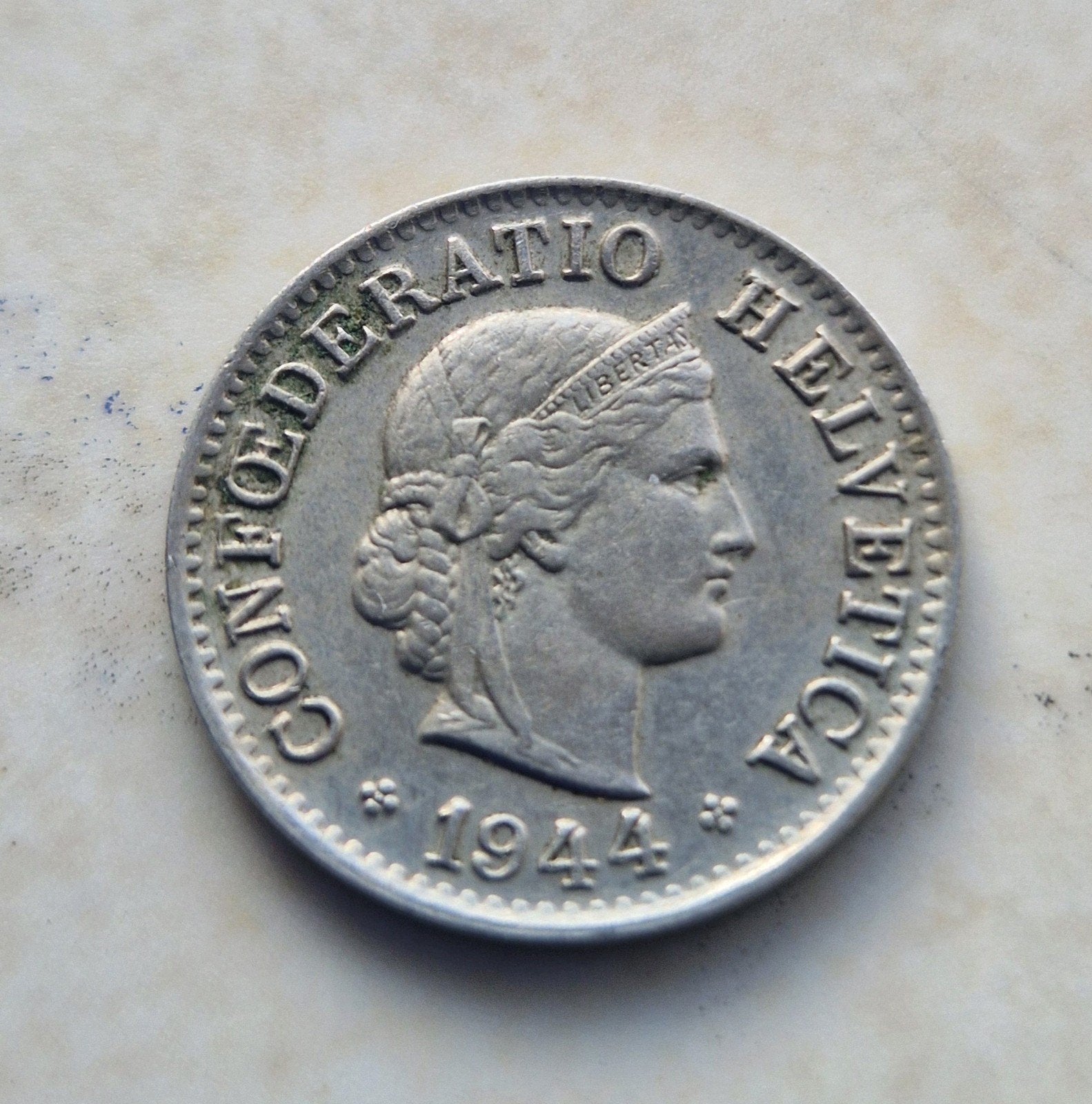 1944 Switerland , 5 Rappen Coin, Ophalen of Verzenden