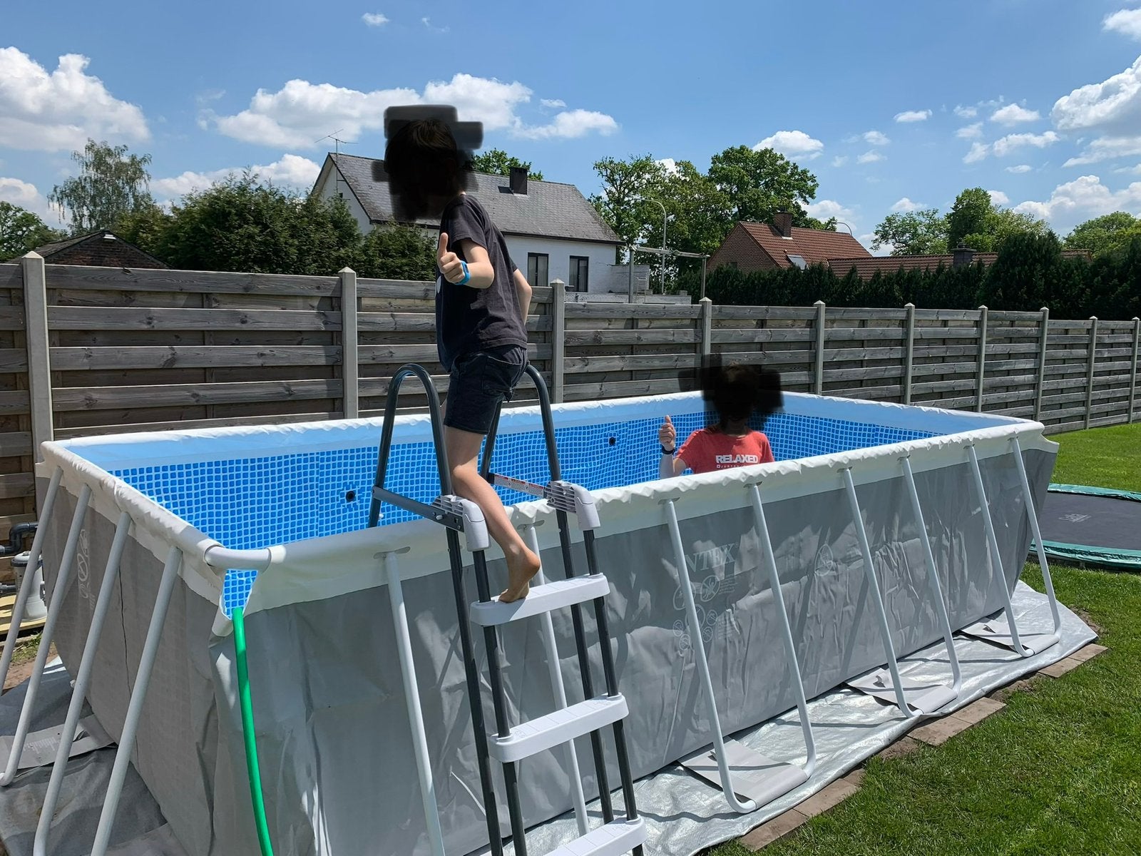Zwembad intex 4m-2m incl warmtepomp, Jardin & Terrasse, Piscines, Enlèvement, Utilisé, 80 à 120 cm, Rectangulaire