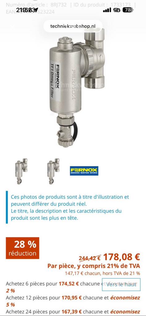 Filtre magnétique pour les chaudière, Enlèvement