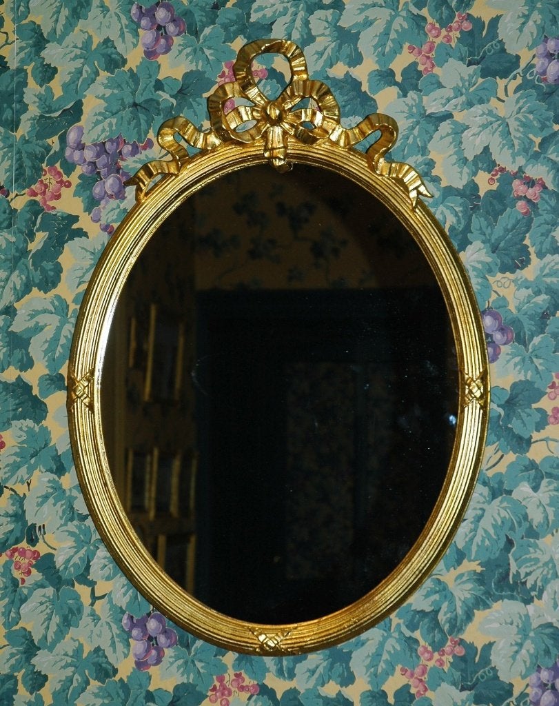 Miroir ovale avec encadrement doré., Antiquités & Art, Antiquités | Miroirs, Moins de 50 cm, Moins de 100 cm, Ovale, Enlèvement