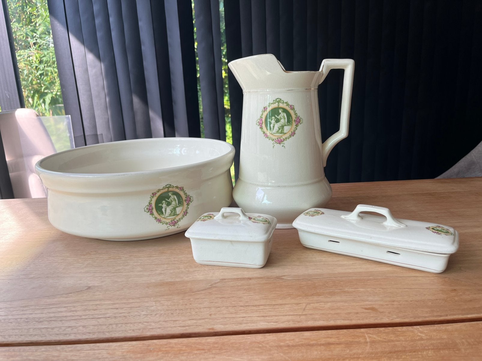 Antieke 4-delige lampetset Poppelsdorf – Compleet, Antiek en Kunst, Ophalen