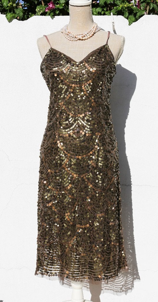 Robe en sequins Taille M, Taille 38/40 (M), Enlèvement ou Envoi, Brun, Porté