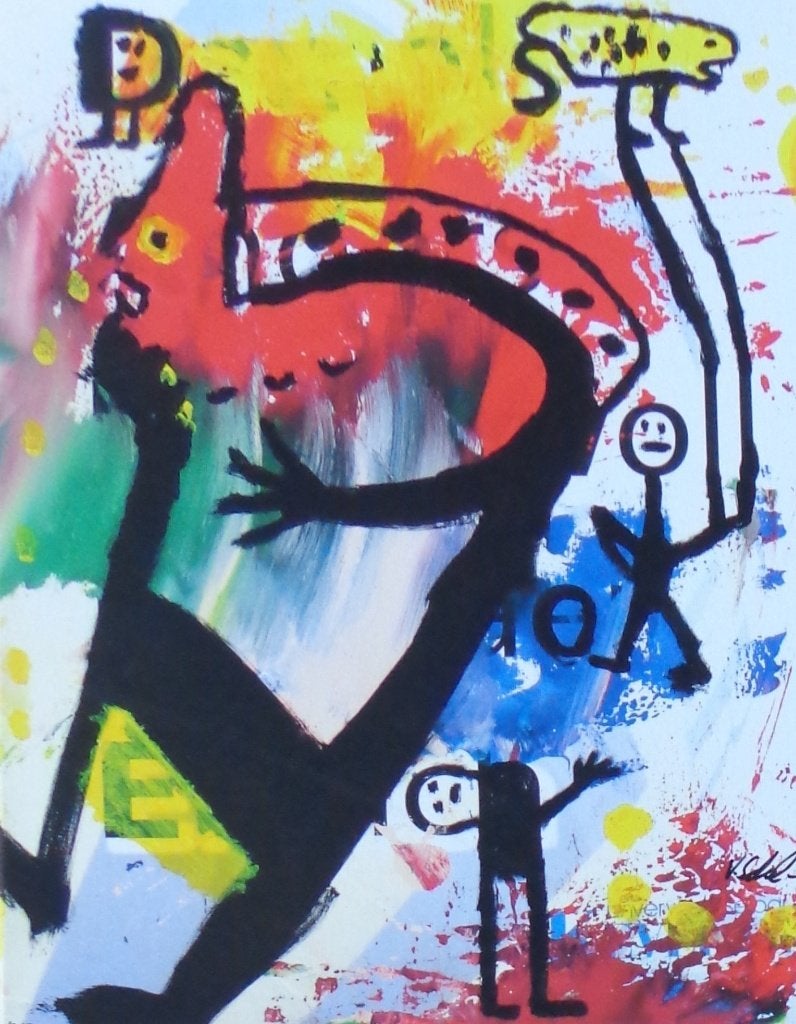 VOLKMAR SCHULZ-RUMPOLD / FIGUREN / KLEURGICLEE / 55x44cm SIG, Antiek en Kunst, Kunst | Litho's en Zeefdrukken, Gesigneerd, Ophalen of Verzenden