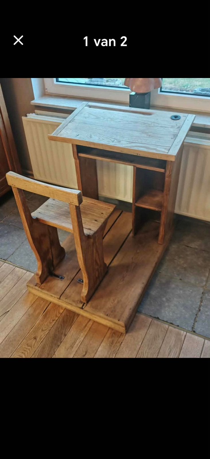 Zwaar vol eiken kinder bureau’tje, Ophalen, Zo goed als nieuw