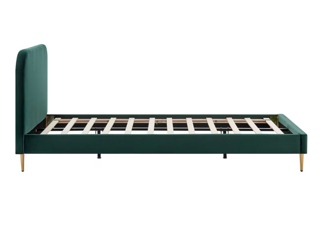 Fluwelen bed met goudkleurige poten, Ophalen, Zo goed als nieuw