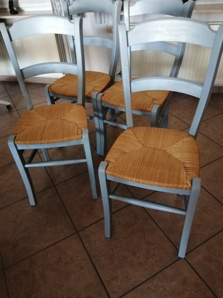 4 chaises style paysanne de haute qualité, Bois, Gris, Comme neuf, Enlèvement