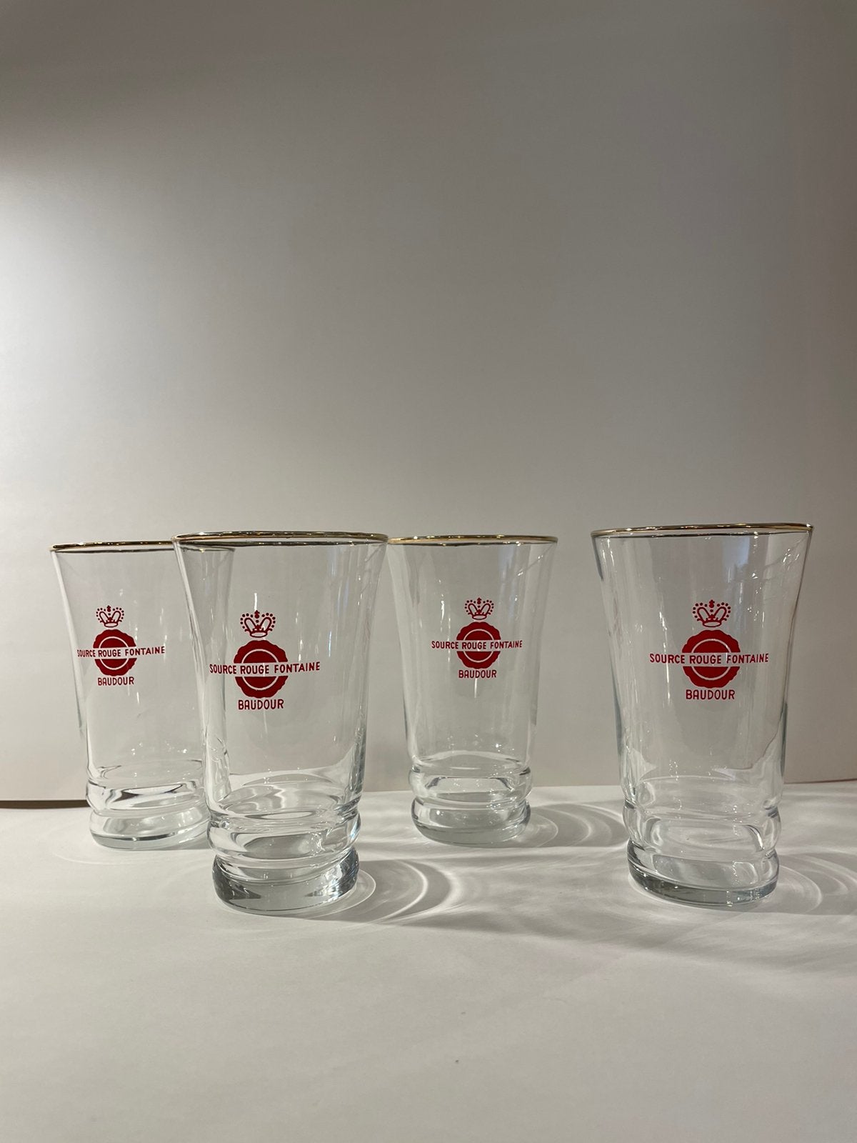 Set de 4 verres Baudour source rouge fontaine, Collections, Enlèvement ou Envoi