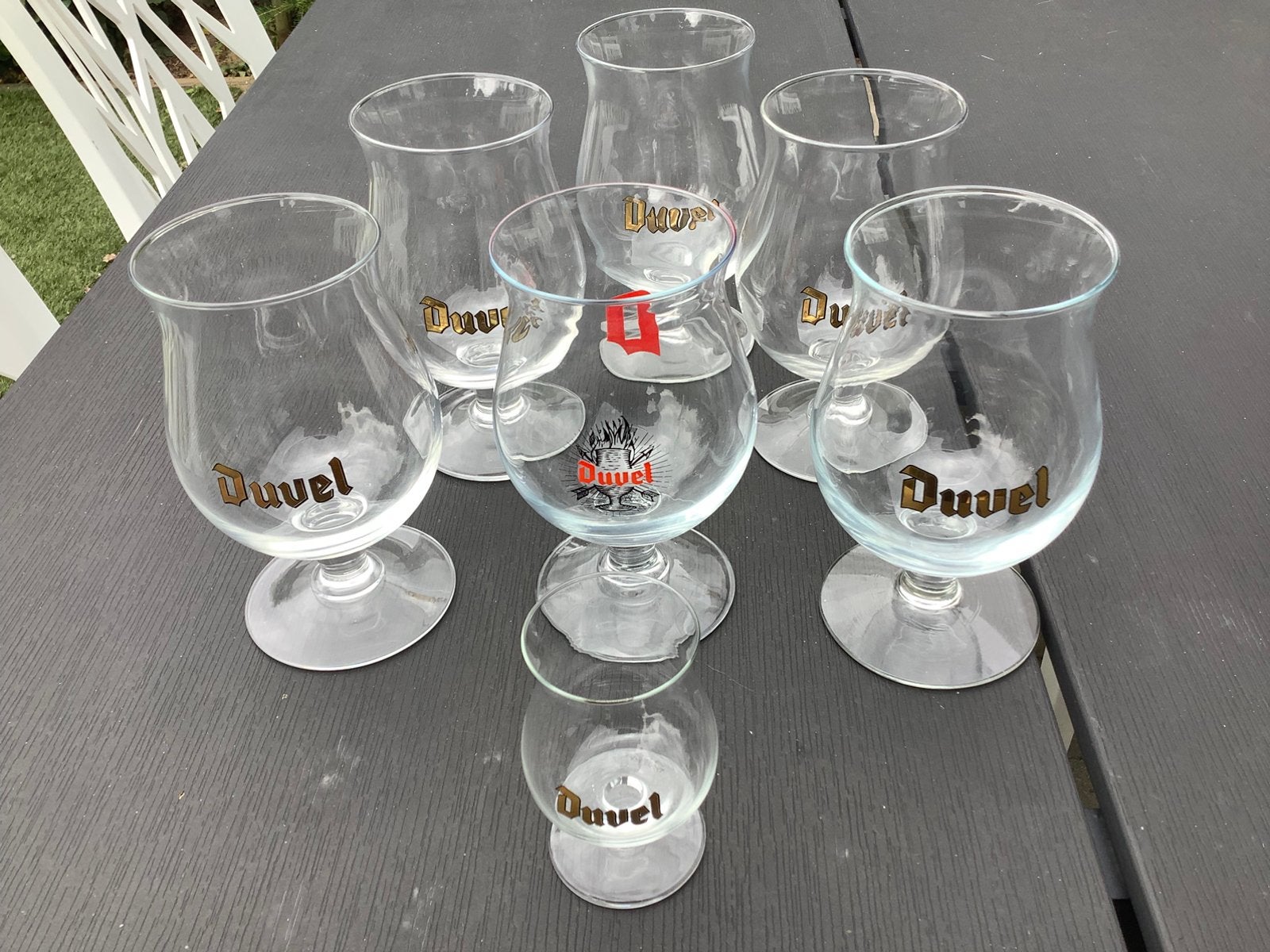 Duvelglazen set van 7, Ophalen, Zo goed als nieuw, Bierglas