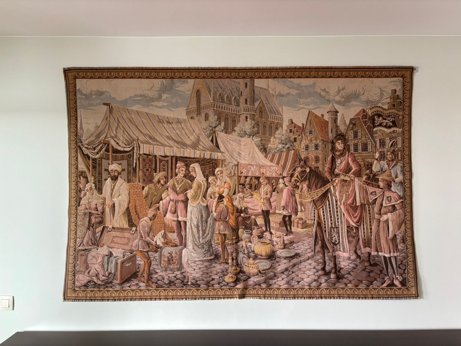 Wandtapijt ‘Markt in Gent’, Antiek en Kunst, Ophalen