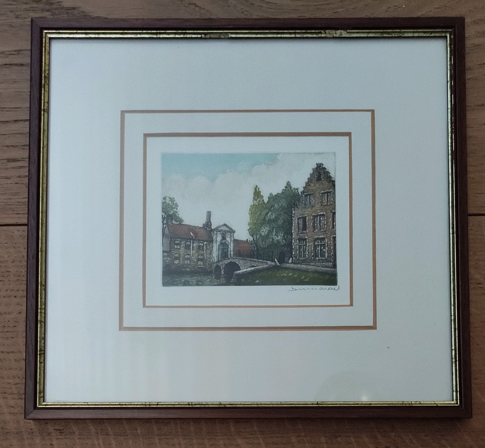 VICTOR DUMARAIT - Begijnhof brugge coloré, Antiquités & Art, Enlèvement ou Envoi, Eau-forte