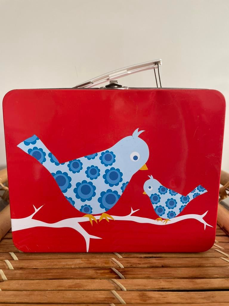 Retro metalen lunchbox “Birds”. Zweeds merk Blafre, Verzamelen, Ophalen of Verzenden, Gebruikt