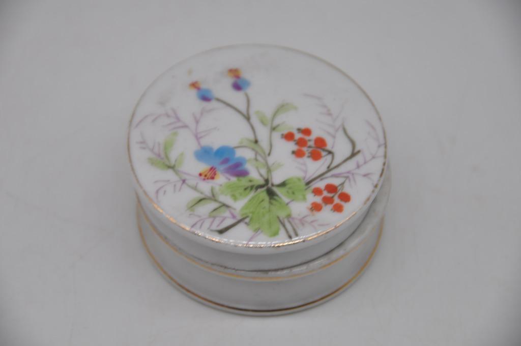 porselein - doosje - antiek - bloemen, Antiek en Kunst, Ophalen of Verzenden
