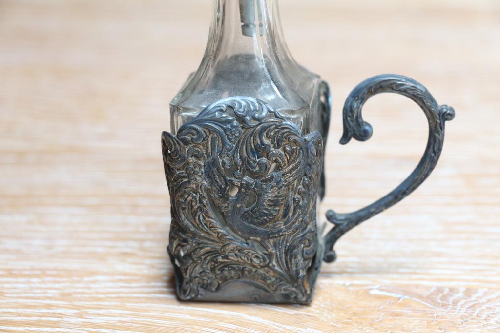 prachtig verzilverd flessenhoudertje uit 1950, Gero90, Antiek en Kunst, Ophalen of Verzenden, Zilver
