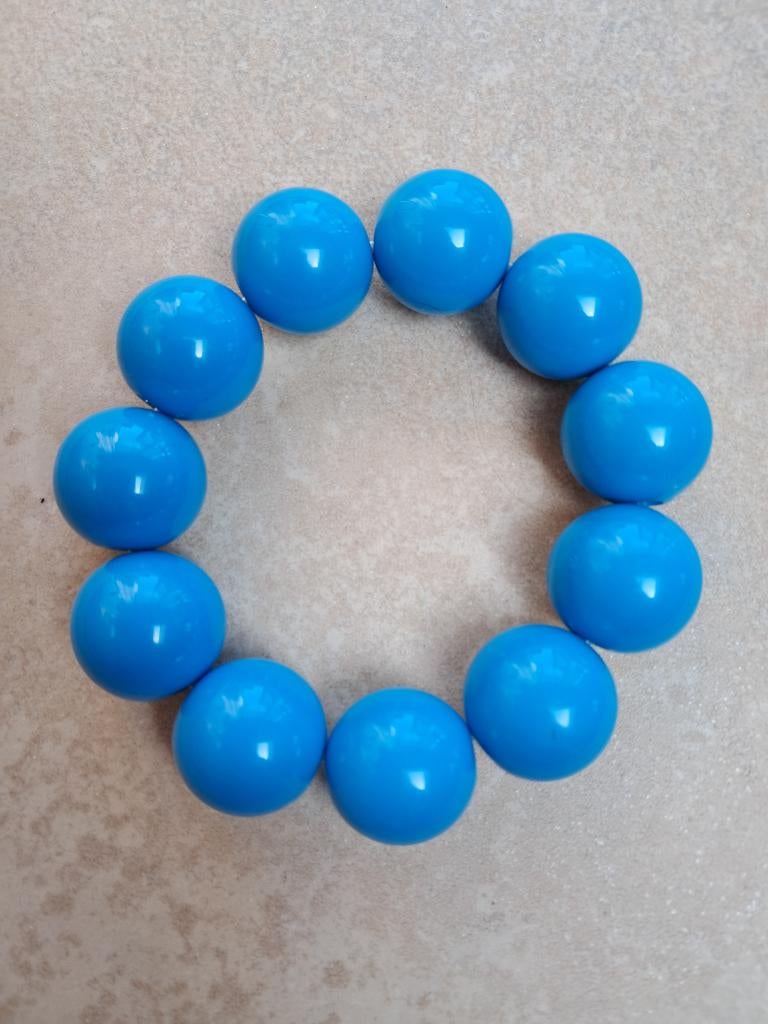 Mooie turquoise retro stijl armband, Handtassen en Accessoires, Armbanden, Ophalen of Verzenden, Zo goed als nieuw, Blauw, Kunststof of Plastic
