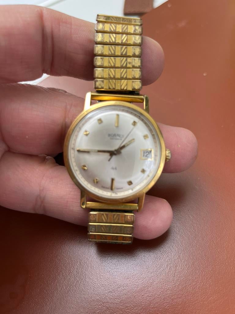 Vintage roamer rotodate 44, Overige merken, Staal, Gebruikt, Polshorloge