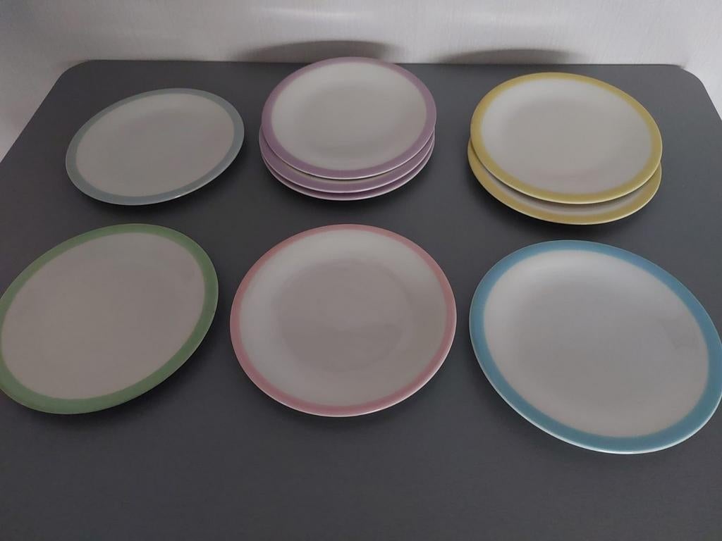 Borden met gekleurde rand, Ophalen of Verzenden, Gebruikt, Bord(en)