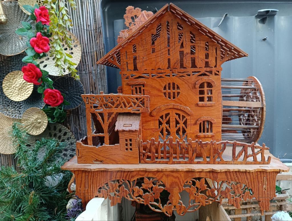 Prachtige houten uitgesneden decoratie/vogelkooi te koop., Enlèvement