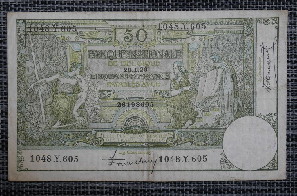 Bankbiljet 50 Francs België 20.01.26, Ophalen of Verzenden, Setje