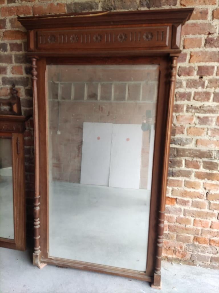 Miroir ancien. Antiquité bois brun, Enlèvement