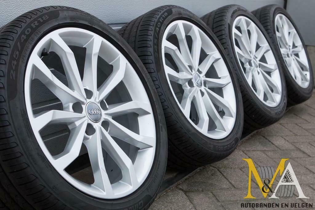 18 inch originele Audi A4 B9 8W velgen zomerset zomerbanden, 18 inch, Banden en Velgen, Ophalen of Verzenden, Personenwagen