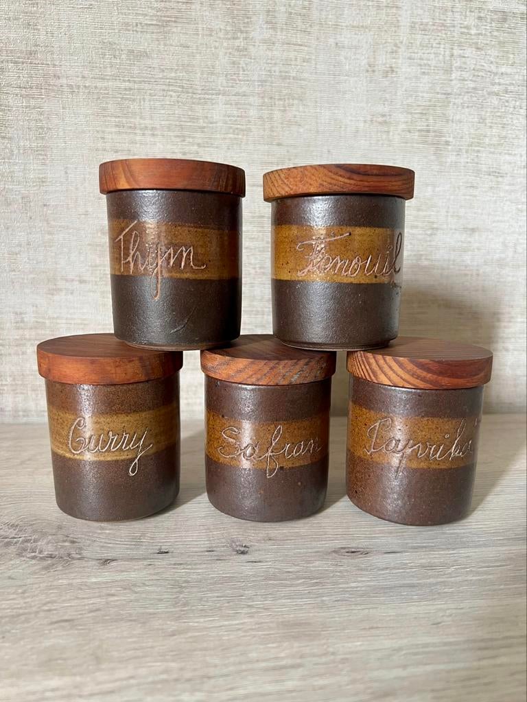 Collection de 5 pots à épices en « Grès du Marais » vintage, Enlèvement